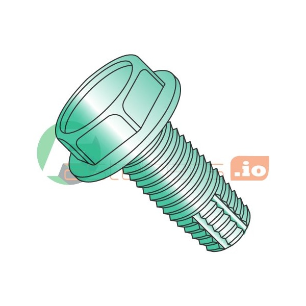Newport Fasteners Thread Cutting Screw, #8-32 x 5/16 in, Green Zinc Plated Steel Hex Head Hex Drive, 10000 PK 657030 - main
